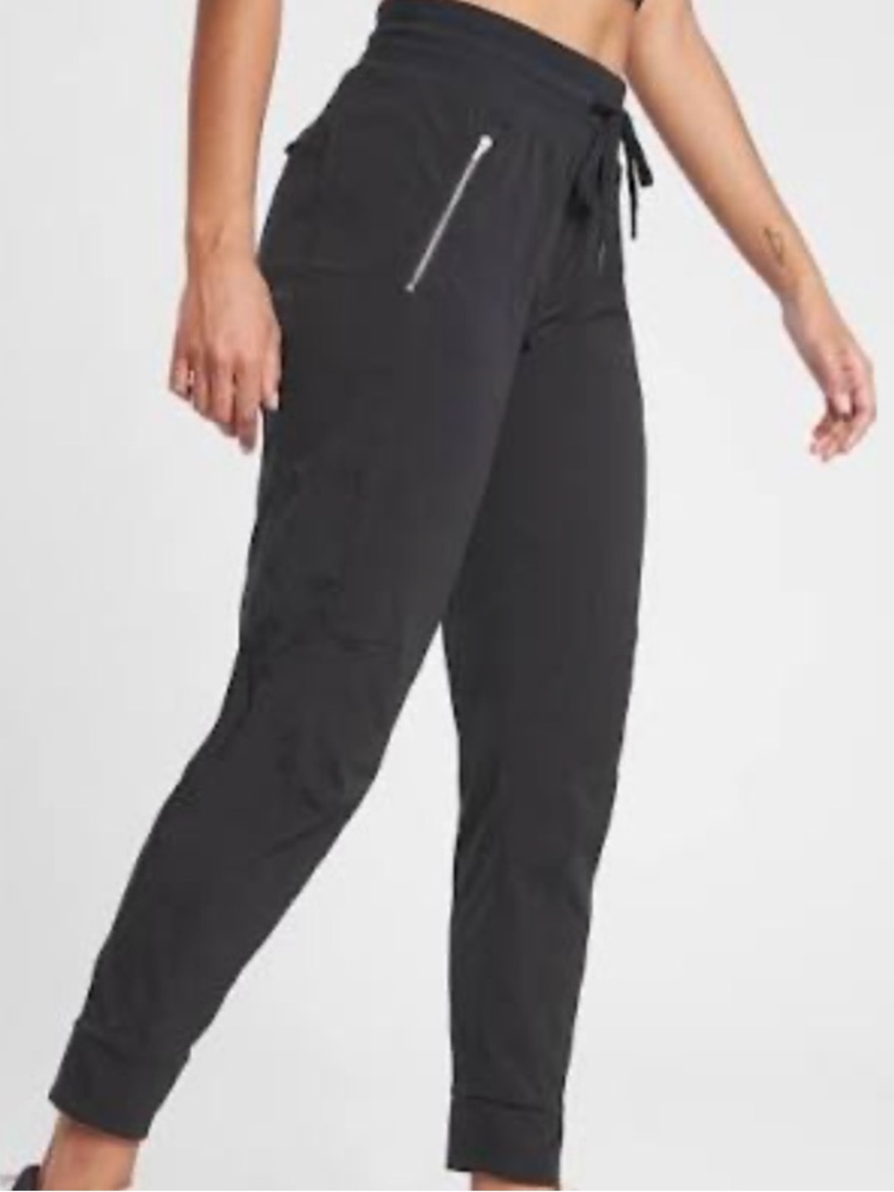 Athleta Black Zipper-Trim Jogger Pants